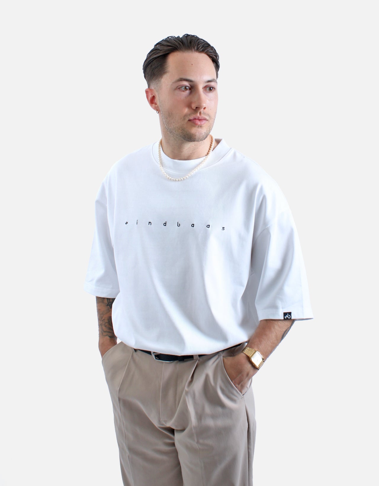 Oversized T-Shirt - eindbaas - White/Black - Heavyweight