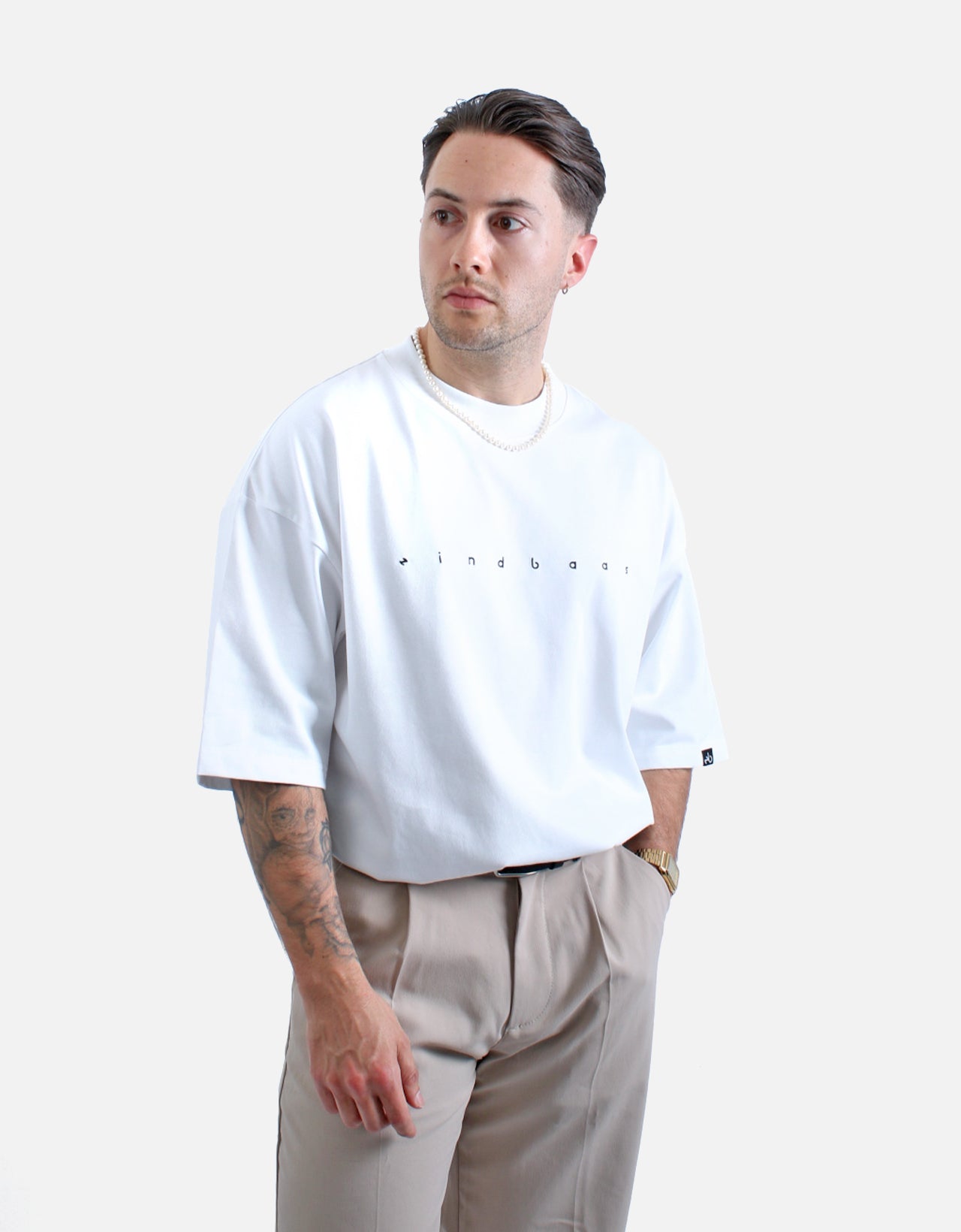 Oversized T-Shirt - eindbaas - White/Black - Heavyweight