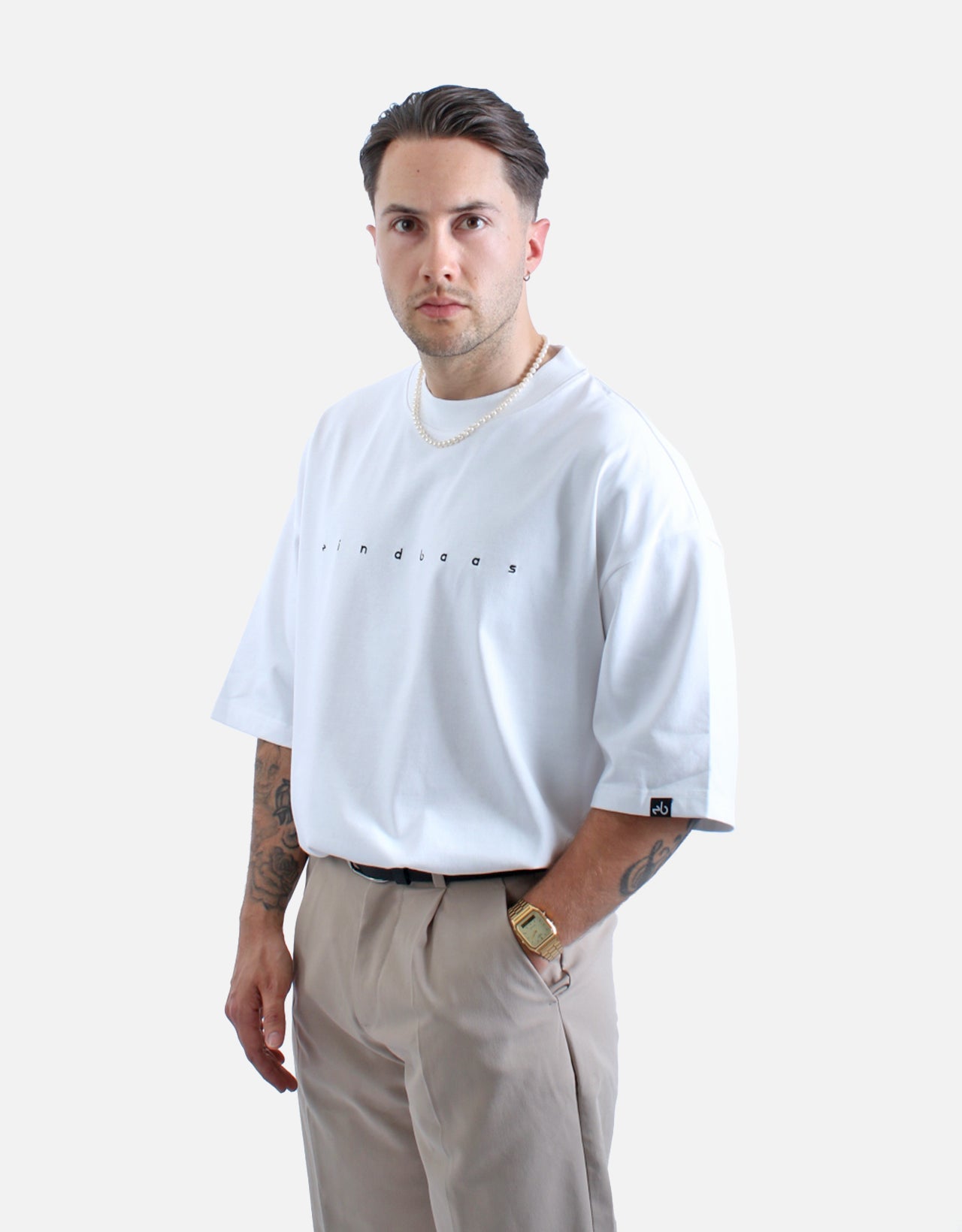 Oversized T-Shirt - eindbaas - White/Black - Heavyweight